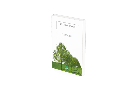 Portada de El jugador, de Dostoyevski. Fondo blanco con arboleda y sello Green Birds Imprint centrado en la parte inferior.