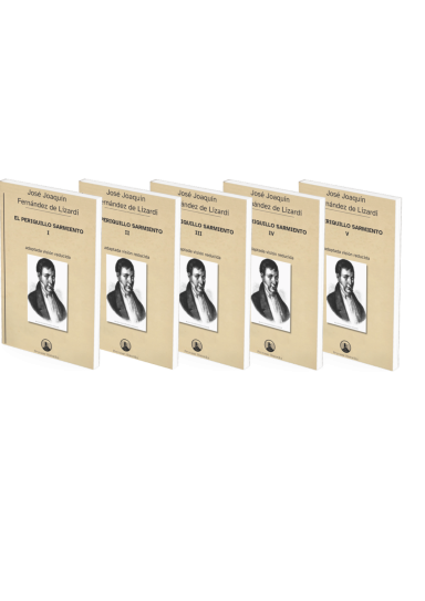 Cinco volúmenes con cubiertas beige y retrato del autor. Edición completa y adaptada para visión reducida.